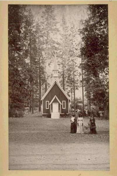 Photo of Yosemite Chapel by the Four Mile Trail 
           (author unknown)